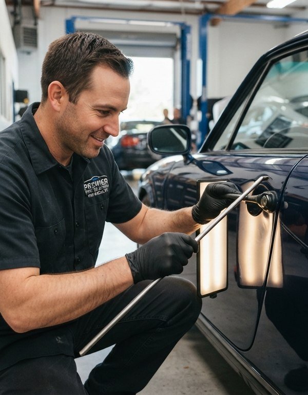 Pro Auto Hail Repair technician performing paintless dent repair